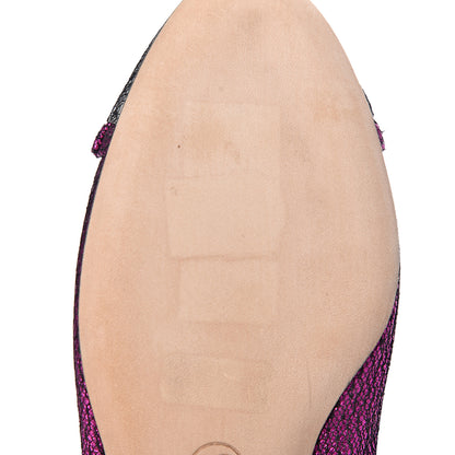 Chanel Metallic Lace Cap Toe Ballerina Flats 38 Fuchsia 9 of 9