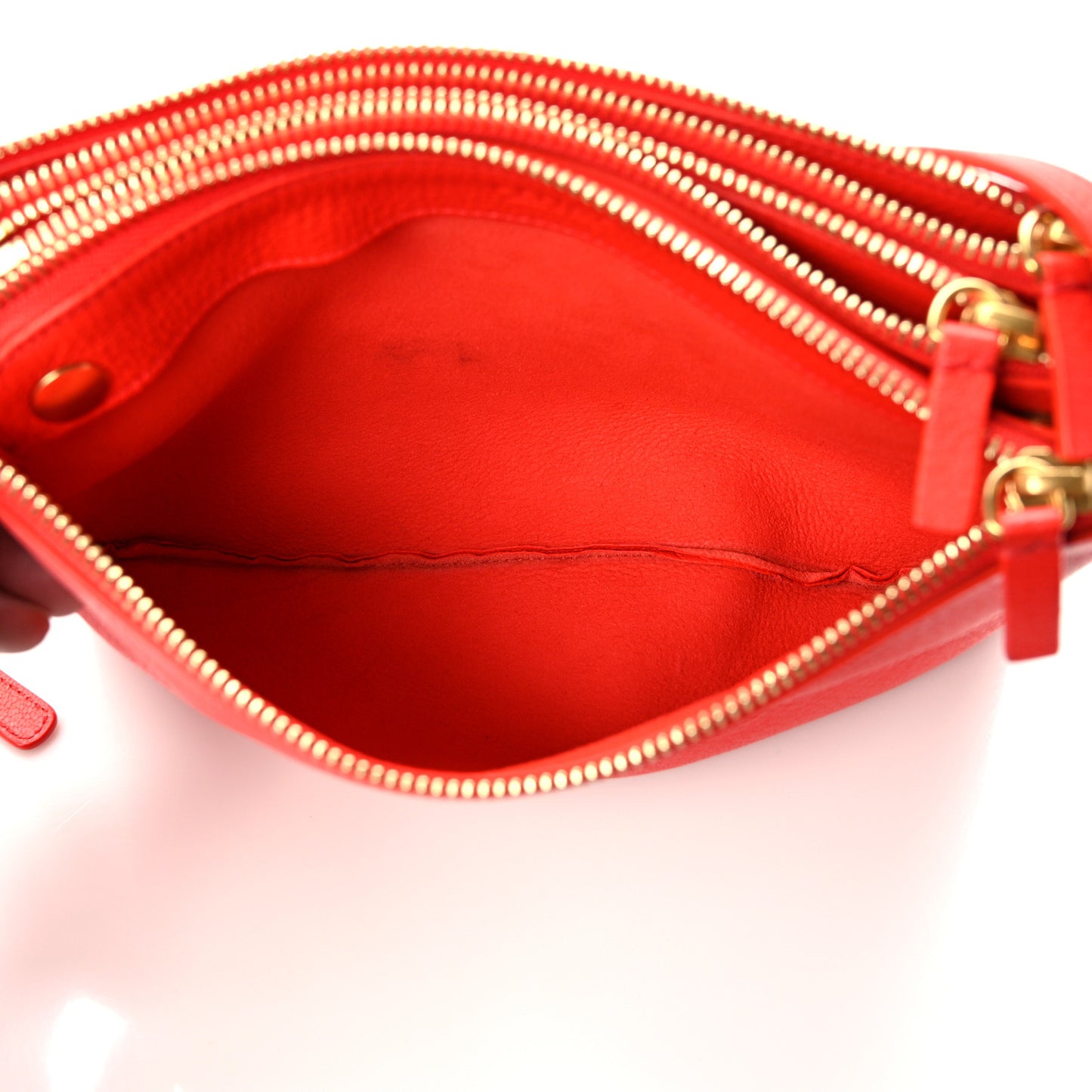 Goatskin Small Trio Crossbody Bag Alizarin