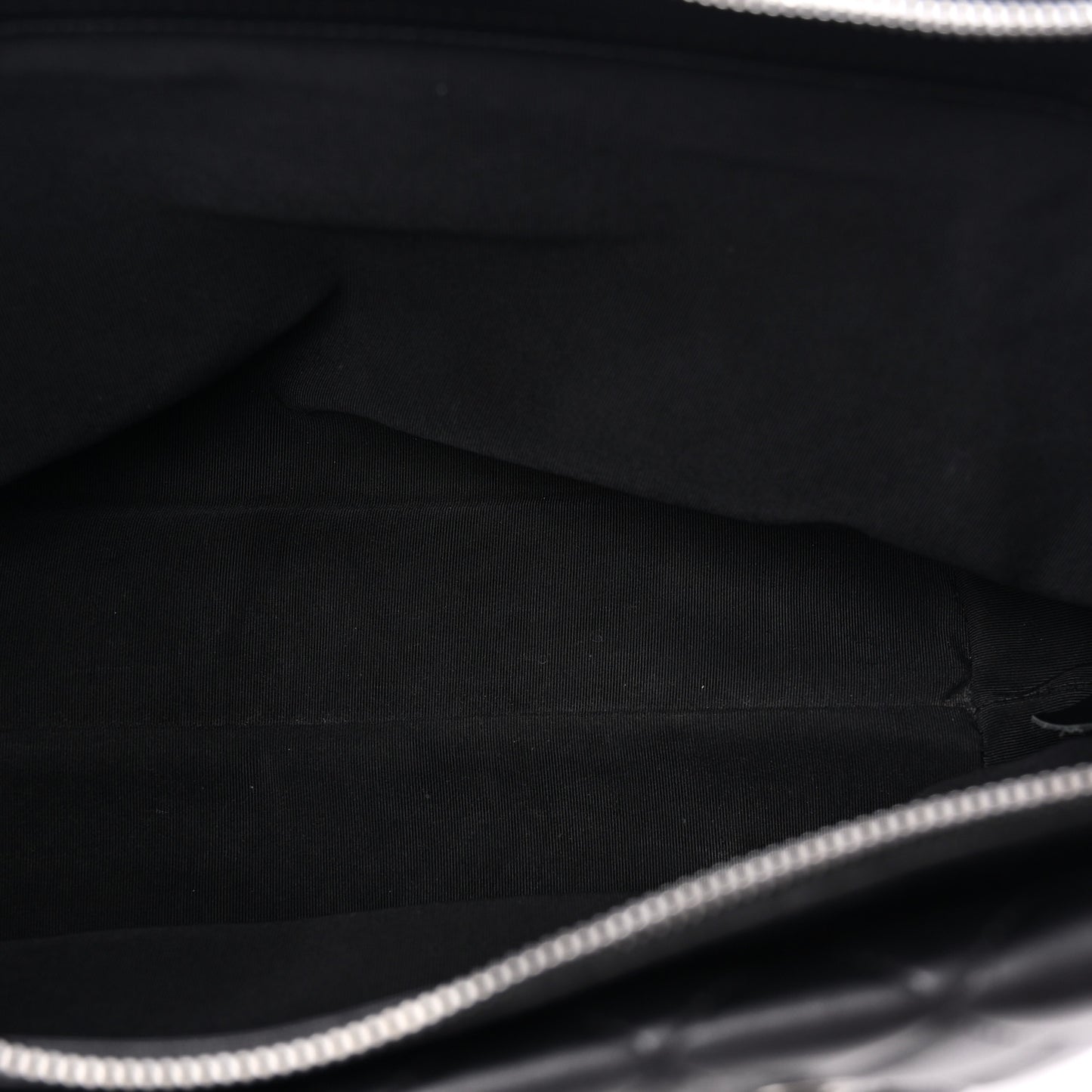 Lambskin Quilted Shopping Tote Black
