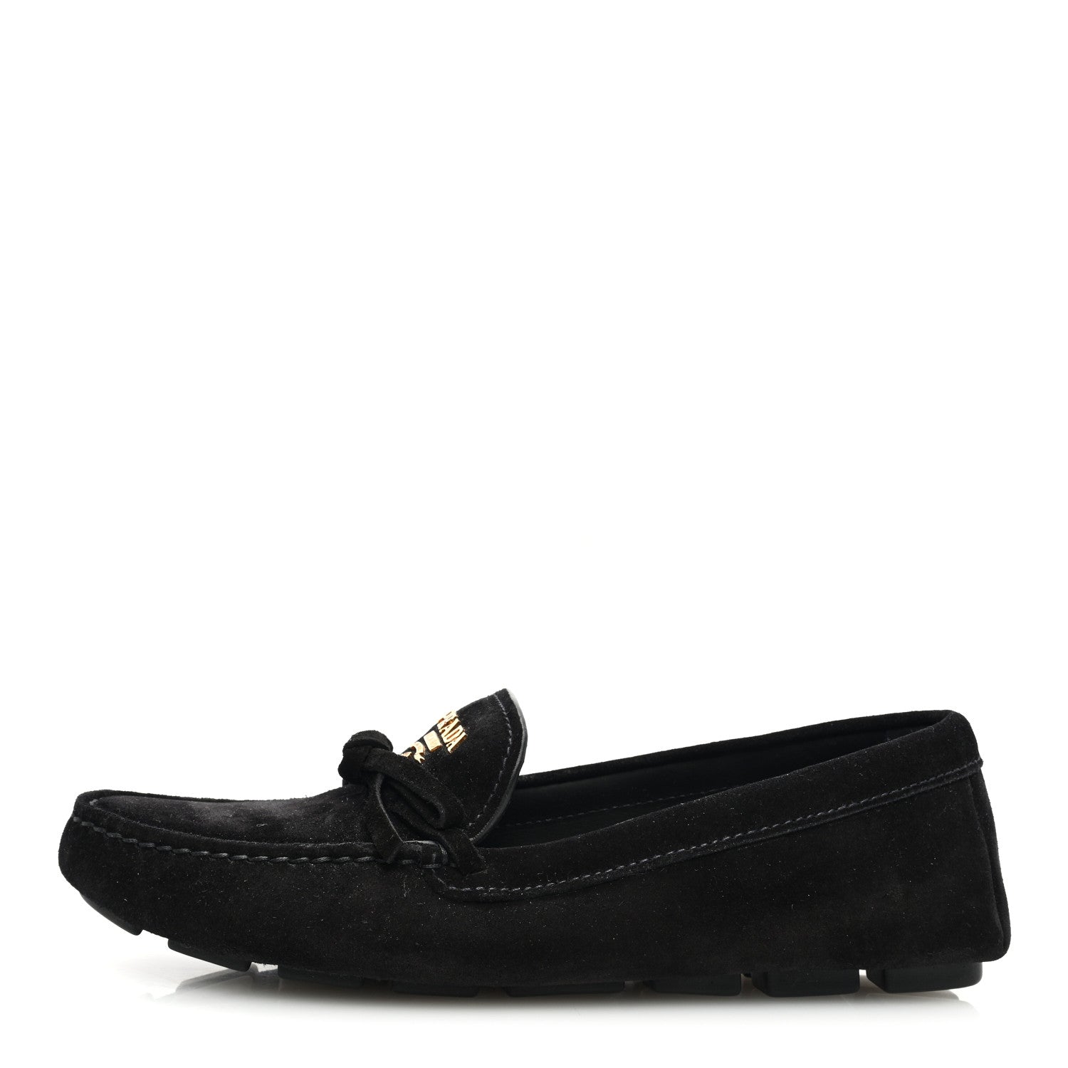 Prada Suede Metal Driving Loafers 36 Black 1 of 8