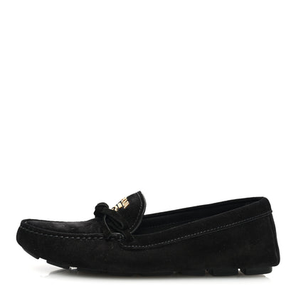 Prada Suede Metal Driving Loafers 36 Black 1 of 8