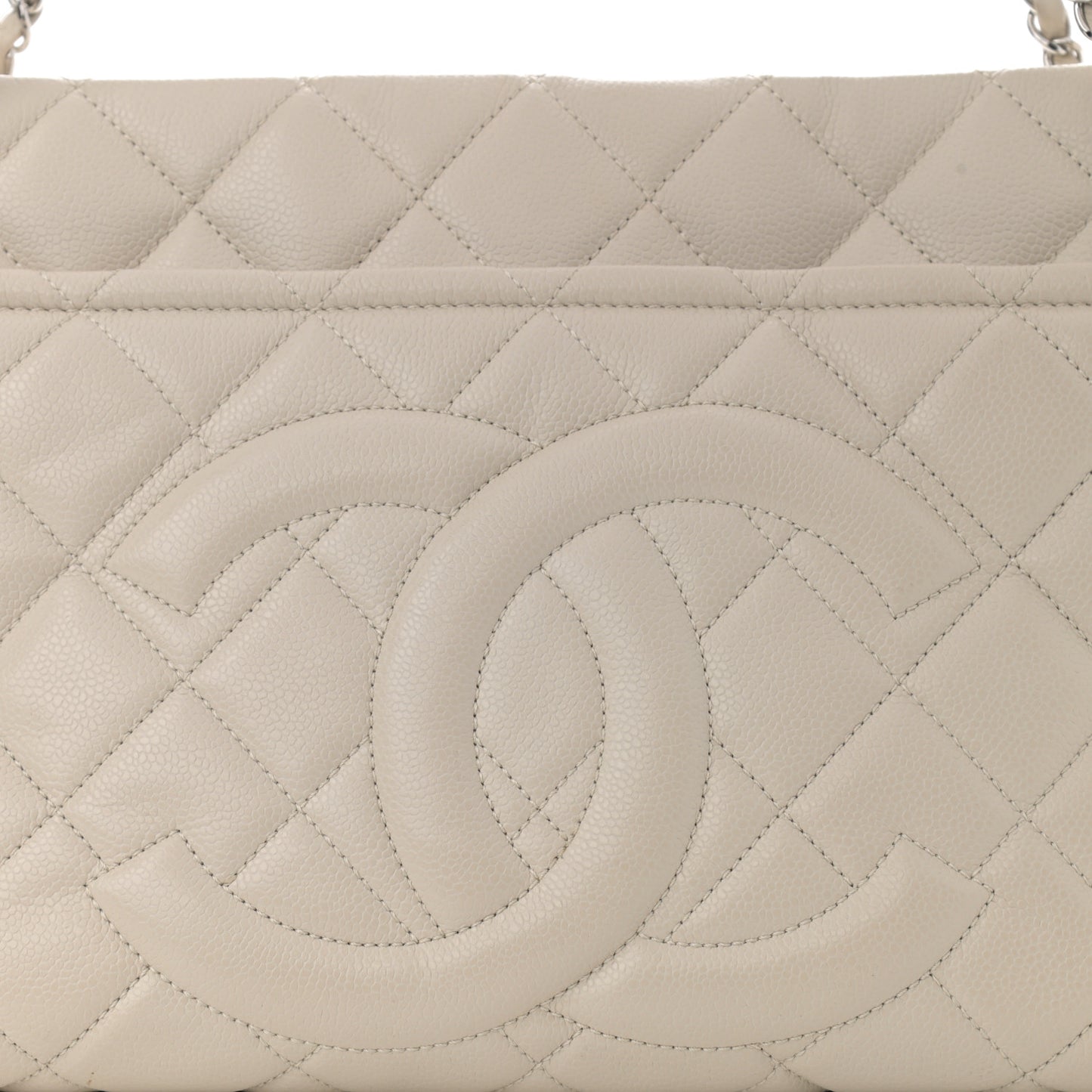 Caviar Quilted Timeless CC Soft Tote Off White