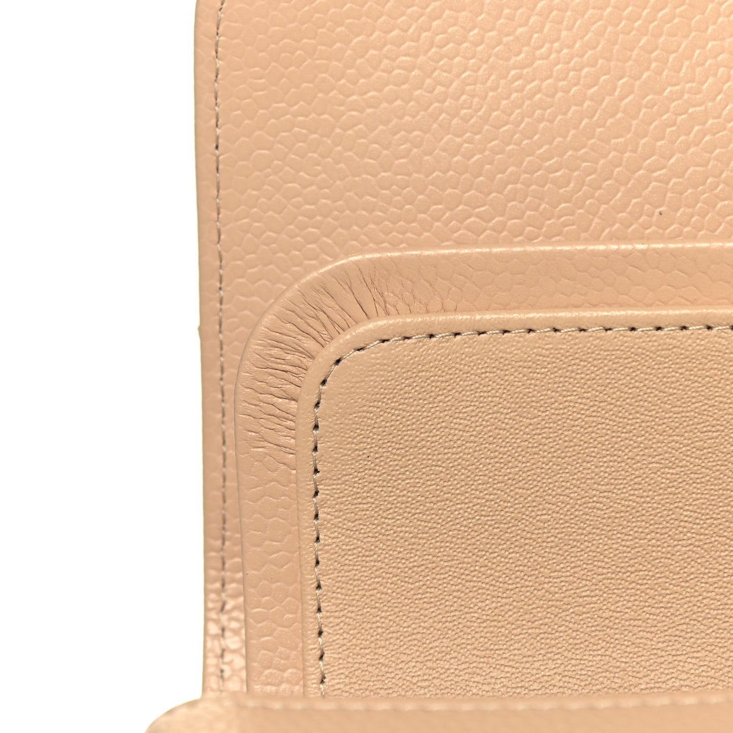 Caviar Quilted Medium Double Flap Beige