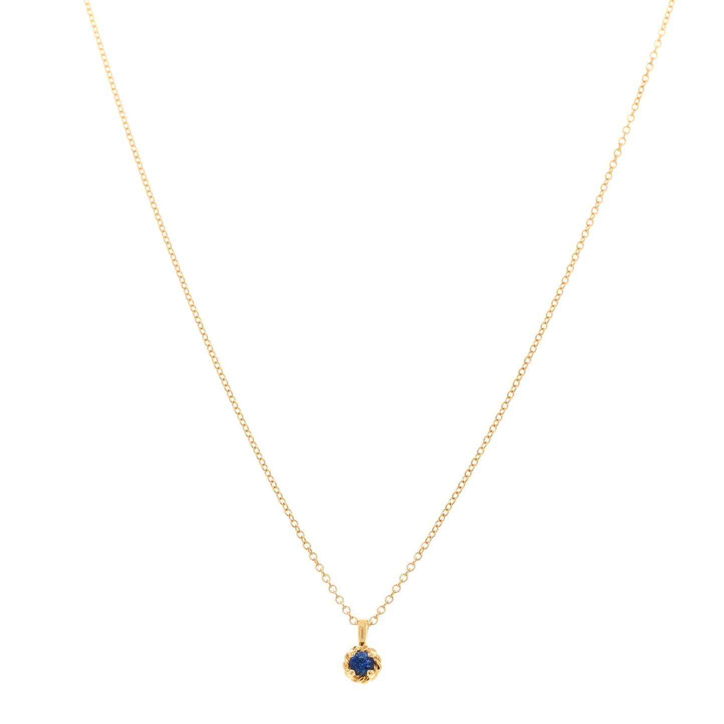 18K Yellow Gold Blue Sapphire Cable Collectibles Kids Birthstone Pendant Necklace