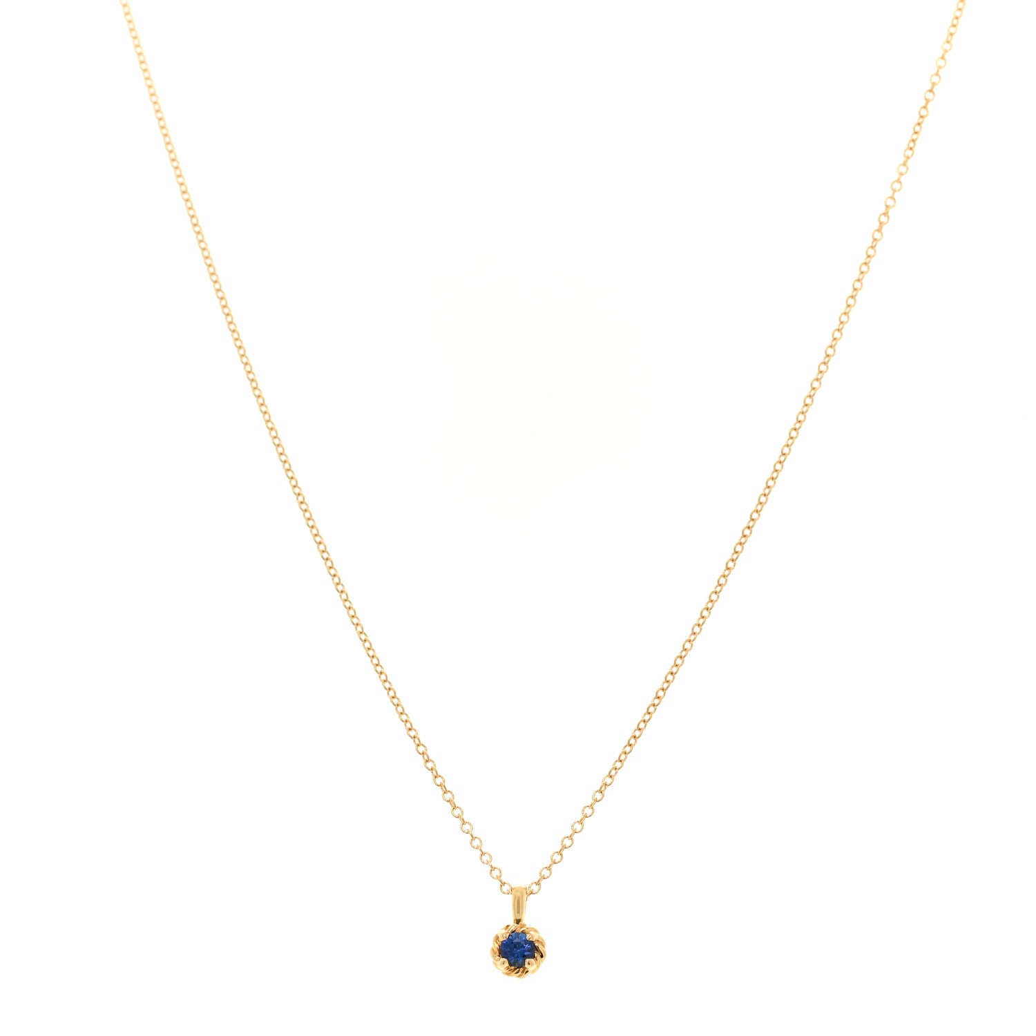 David Yurman 18K Yellow Gold Blue Sapphire Cable Collectibles Kids Birthstone Pendant Necklace 1 of 5