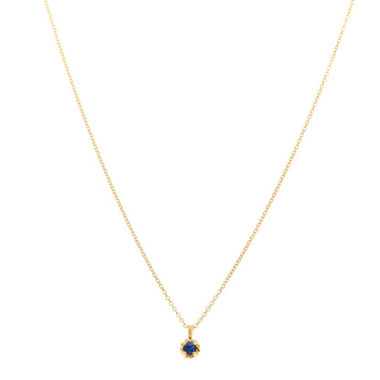 David Yurman 18K Yellow Gold Blue Sapphire Cable Collectibles Kids Birthstone Pendant Necklace 1 of 5