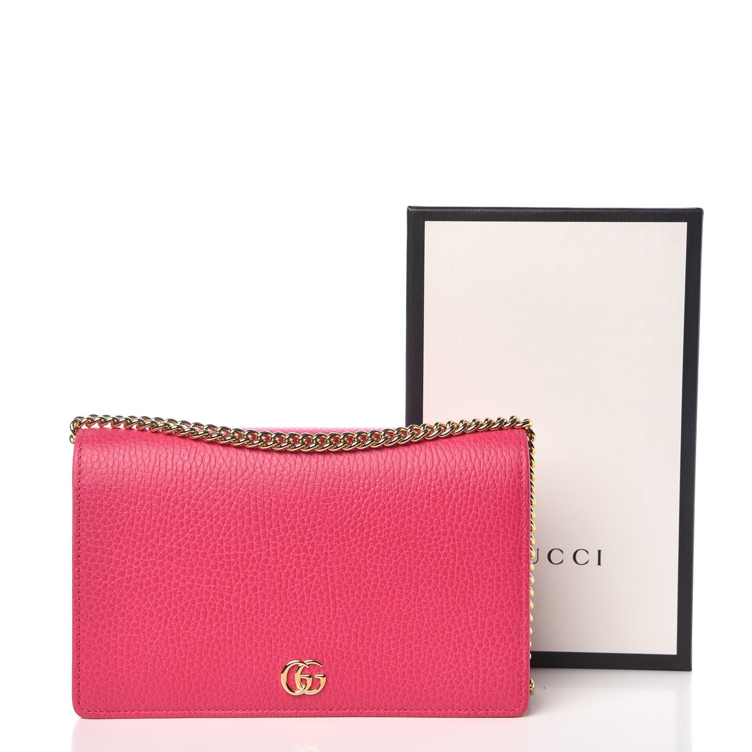 Gucci Dollar Calfskin Mini GG Marmont Chain Wallet Box Pink 10 of 10
