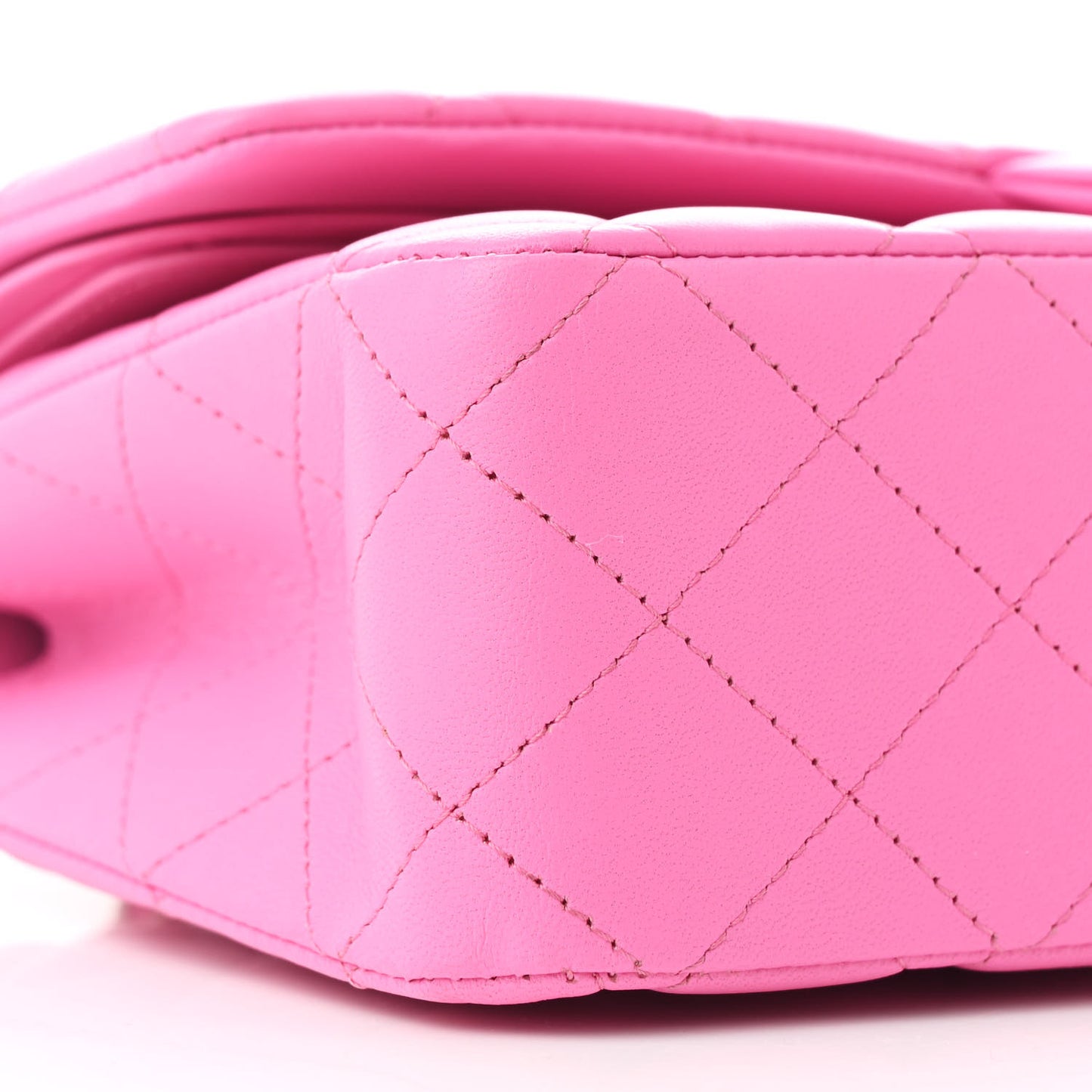Lambskin Quilted Medium Double Flap Neon Pink