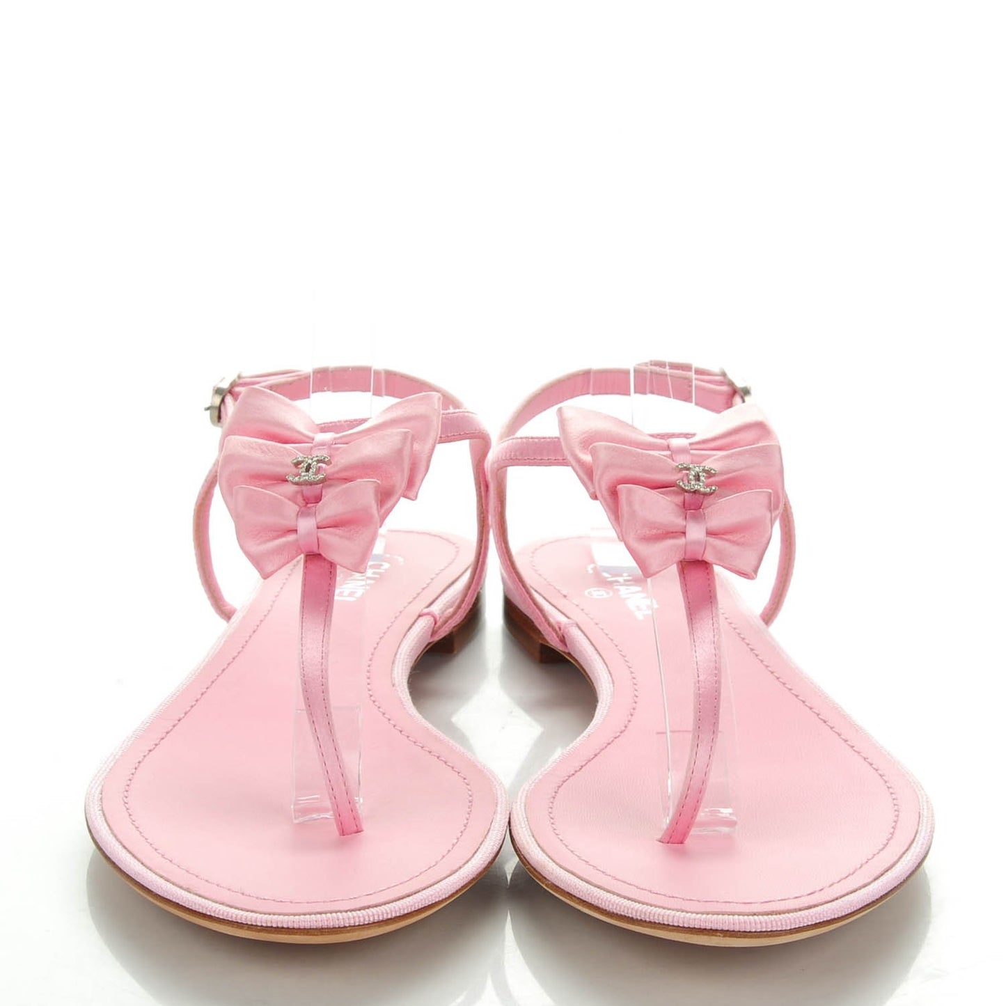 Satin Bow Thong Sandals 39 Rose