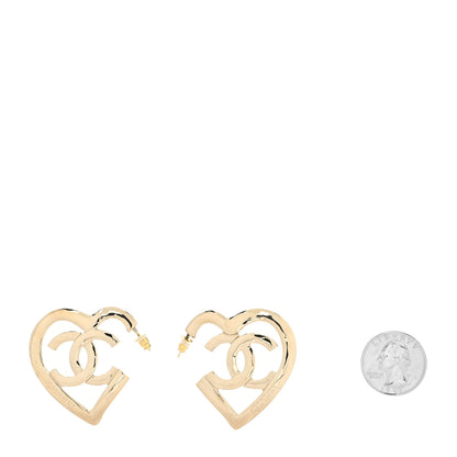 Chanel Metal CC Heart Coco In Love Hoop Earrings Gold 2 of 4