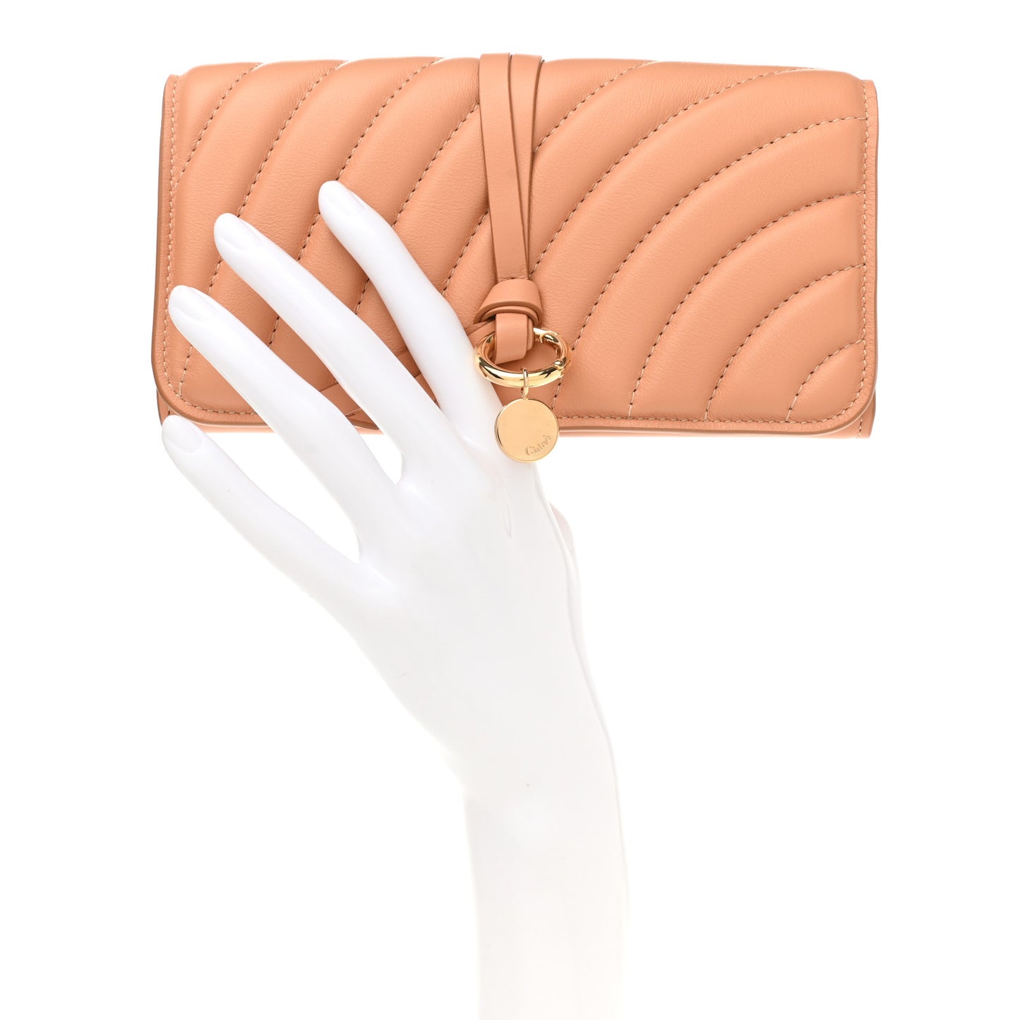 Calfskin Quilted Alphabet Long Wallet Blushy Pink