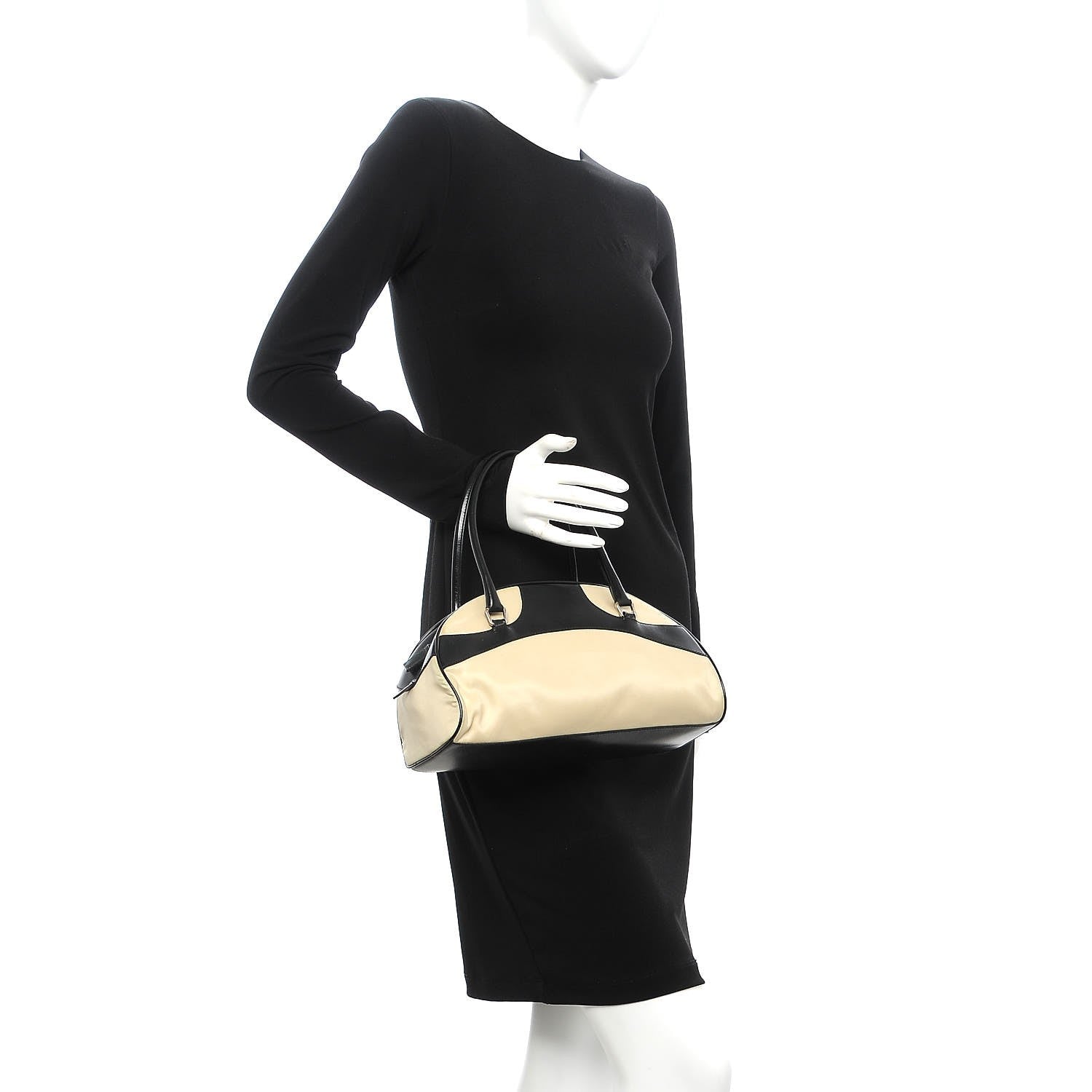 Prada Tessuto Nylon Vitello Small Bowling Bag Black 2 of 19