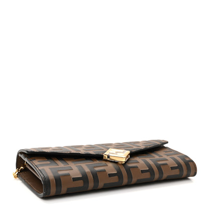 Fendi Vitello Soft F is Fendi Bi-Color FF 1974 Embossed Continental Envelope Wallet On Chain Maya Black 4 of 11