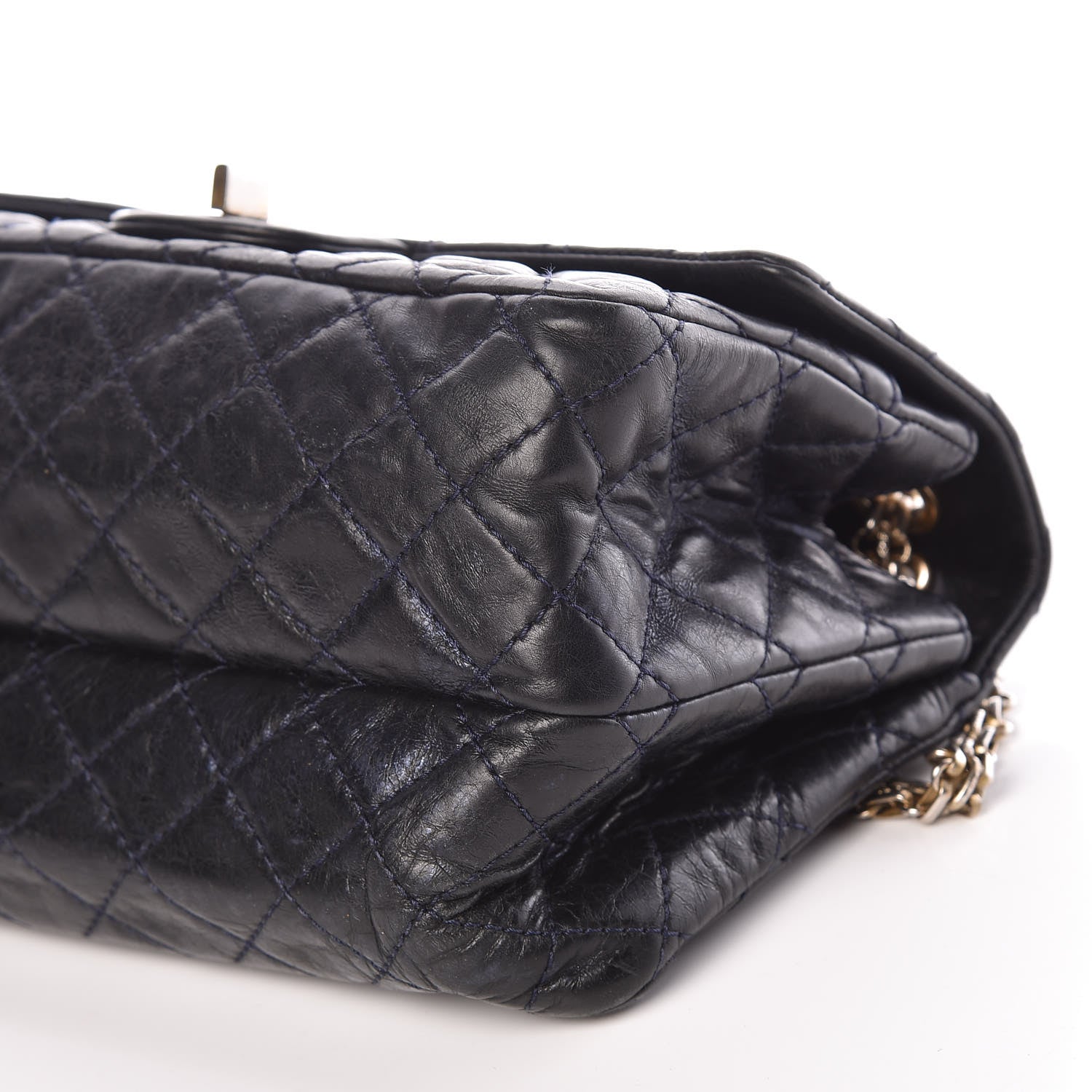 Chanel Metallic Aged Calfskin Accordion Reissue 2.55 Flap Blue 12 of 12