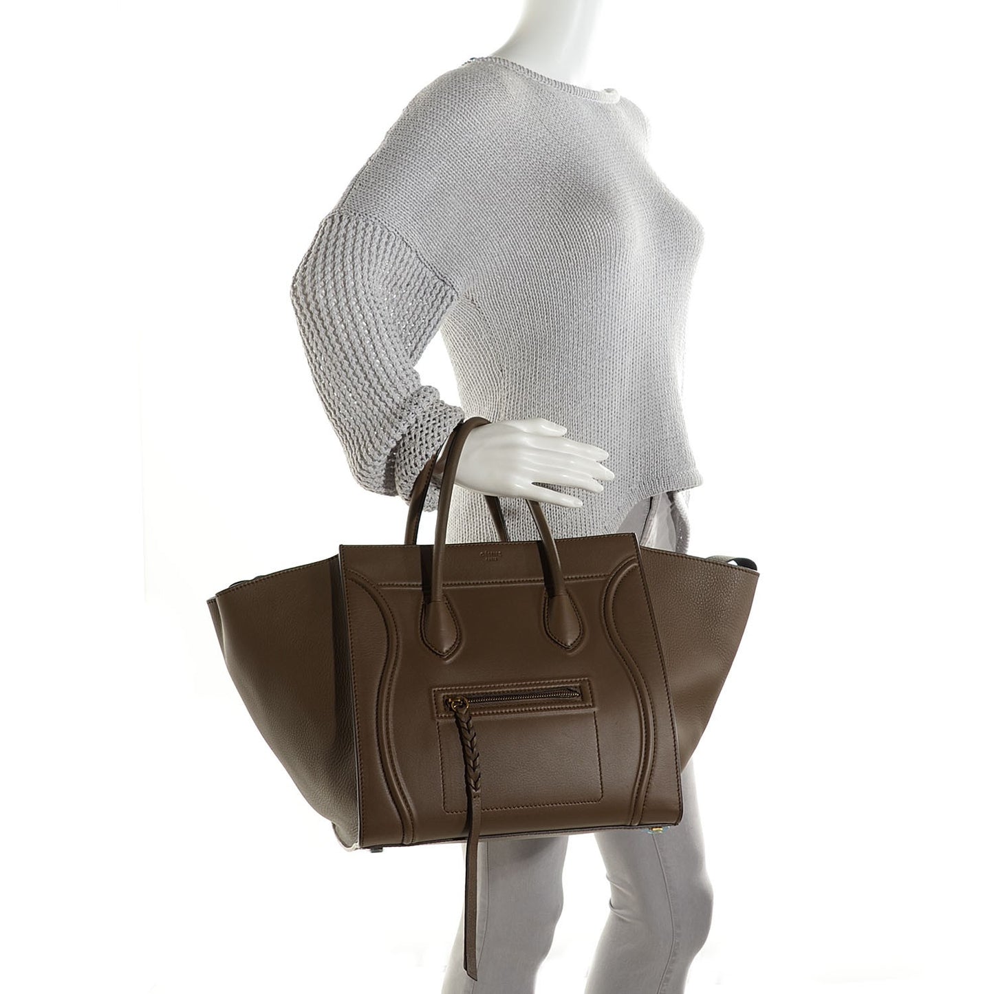 Supple Calfskin Medium Phantom Luggage Taupe