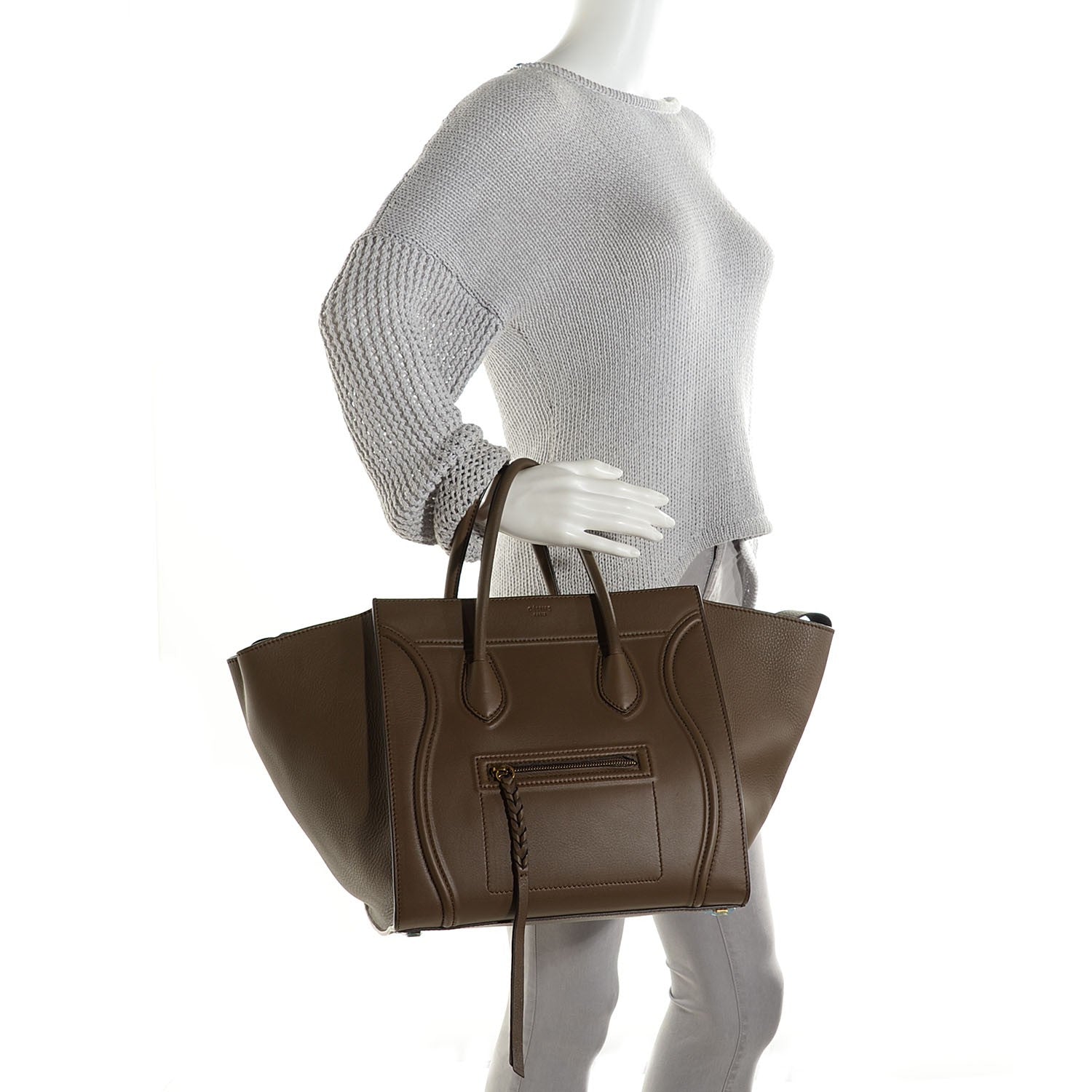 Celine Supple Calfskin Medium Phantom Luggage Taupe 2 of 7