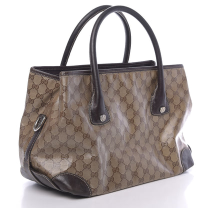 Gucci Crystal Monogram Crest Embossed Tote Brown 3 of 12