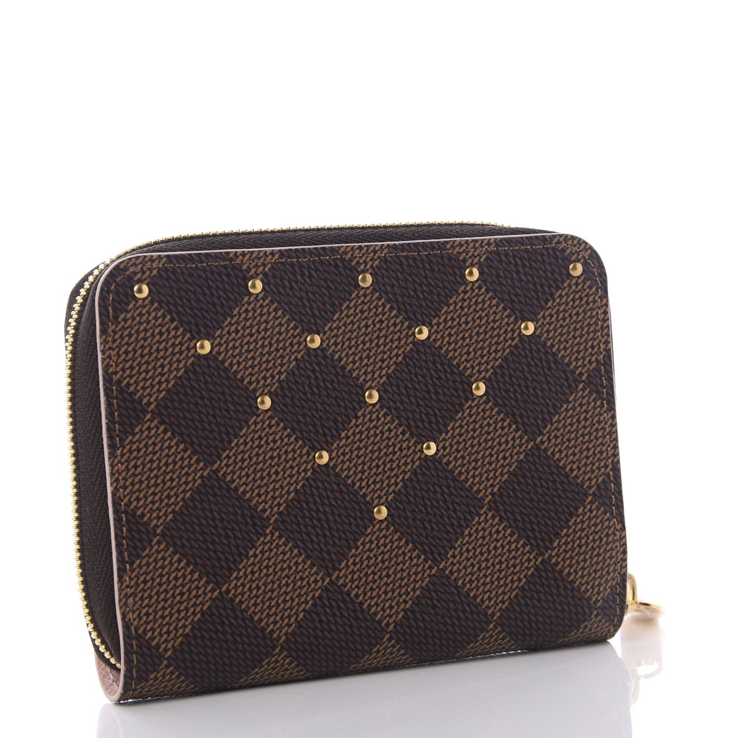 Louis Vuitton Damier Ebene Studded Zippy Coin Purse Rose Ballerine 2 of 7
