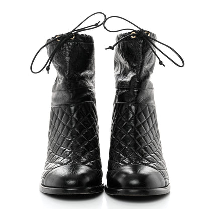 Chanel Shiny Goatskin Cap Toe Short Boots 37.5 Black 2 of 10