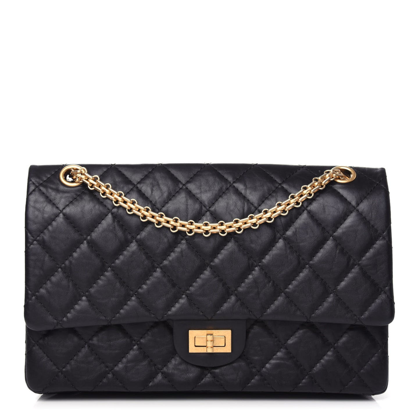 Aged Calfskin Quilted 2.55 Reissue 226 Flap Black
