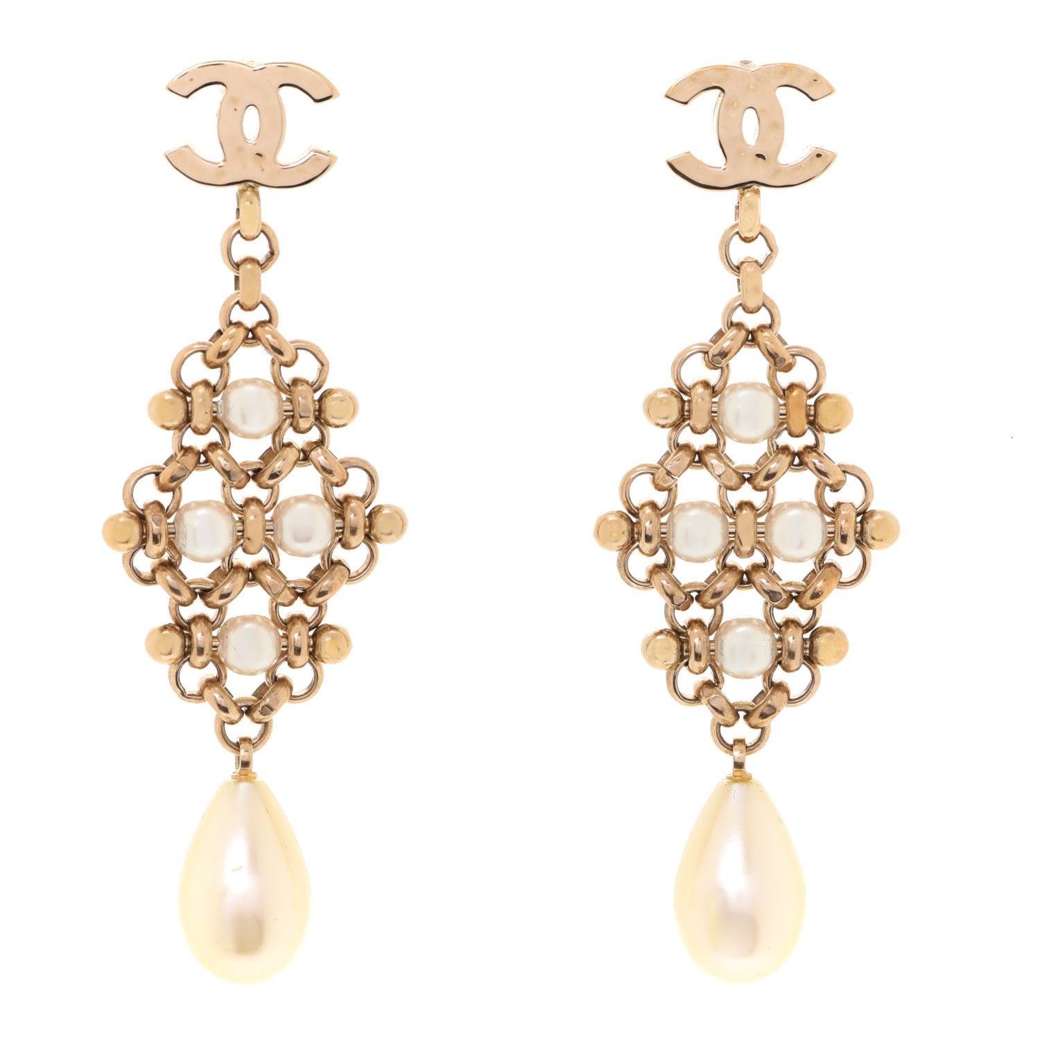 Chanel Pearl Monte-Carlo Nights Drop Earrings Gold 1 of 4