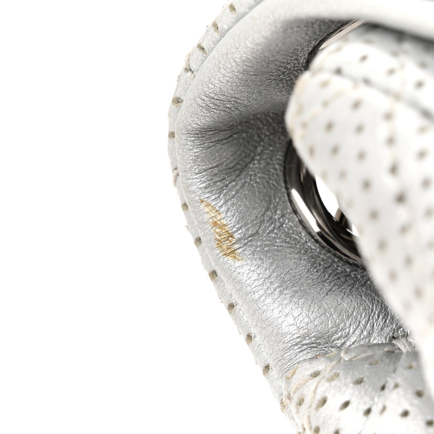 Perforated Metallic Lambskin Medium CC Medals Flap Silver