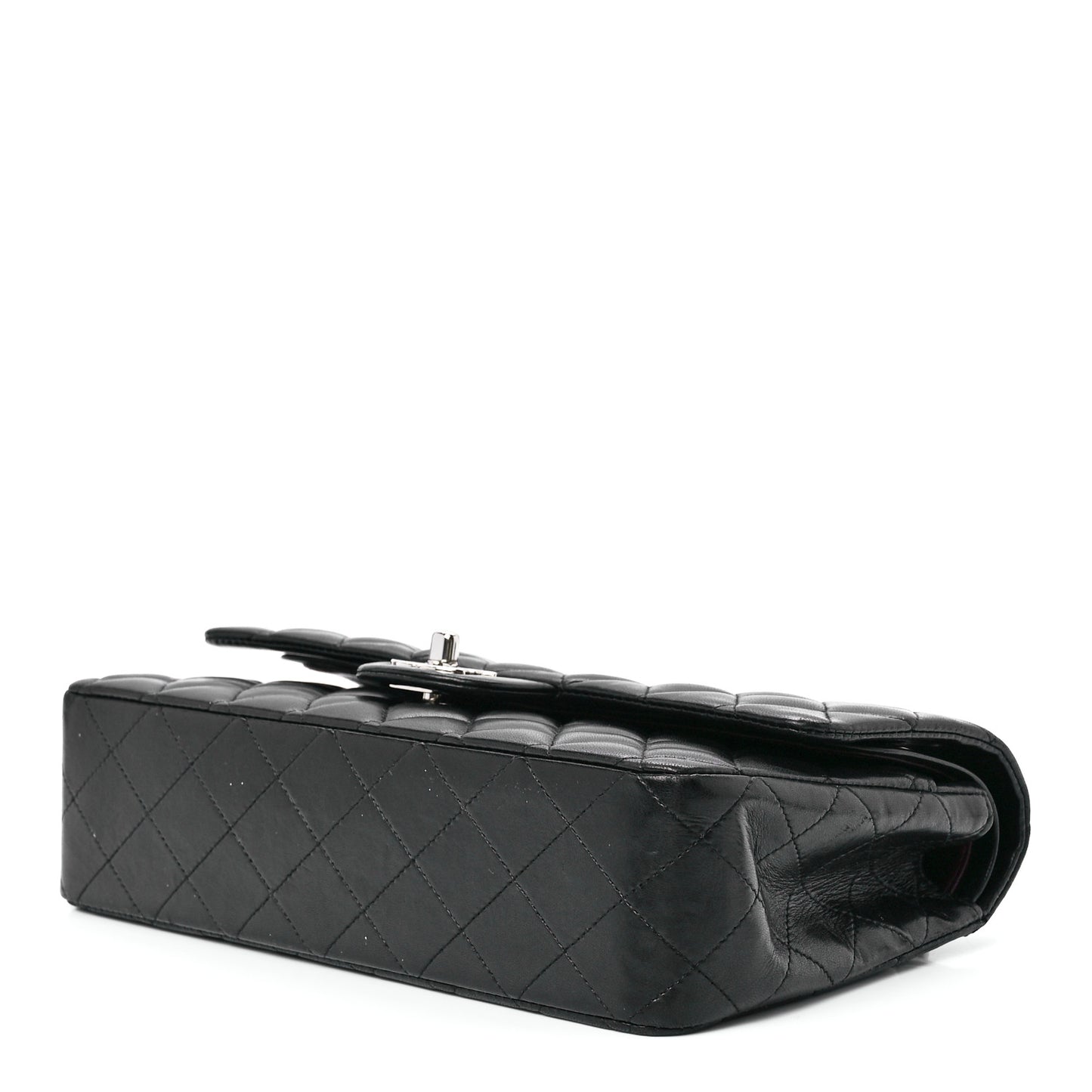 Lambskin Quilted Medium Double Flap Black