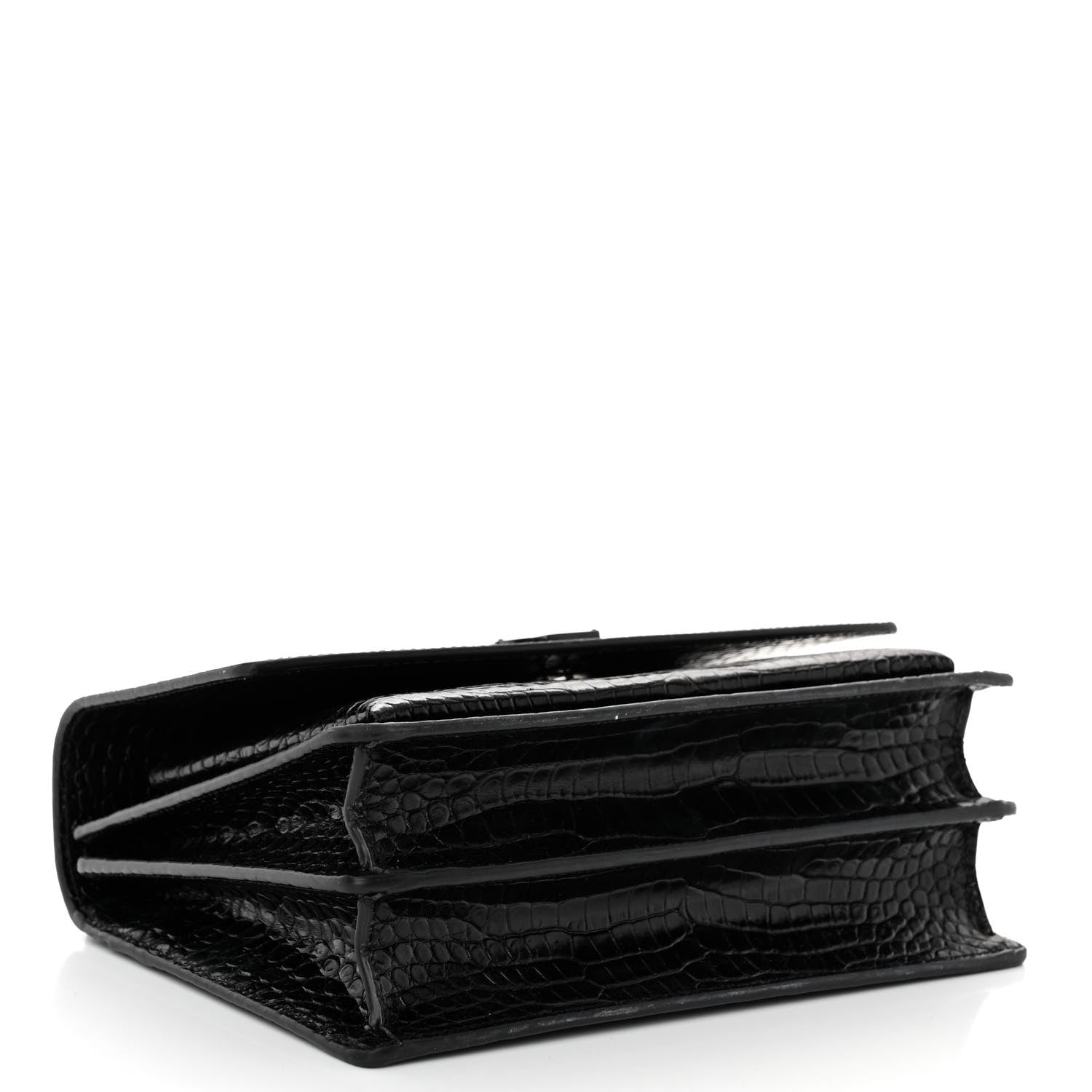 Saint Laurent Calfskin Crocodile Embossed Medium Monochrome Monogram Sunset Black 4 of 11