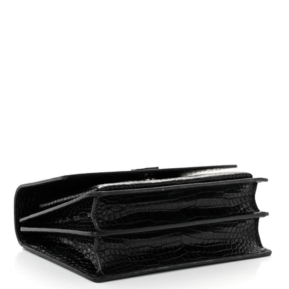 Saint Laurent Calfskin Crocodile Embossed Medium Monochrome Monogram Sunset Black 4 of 11