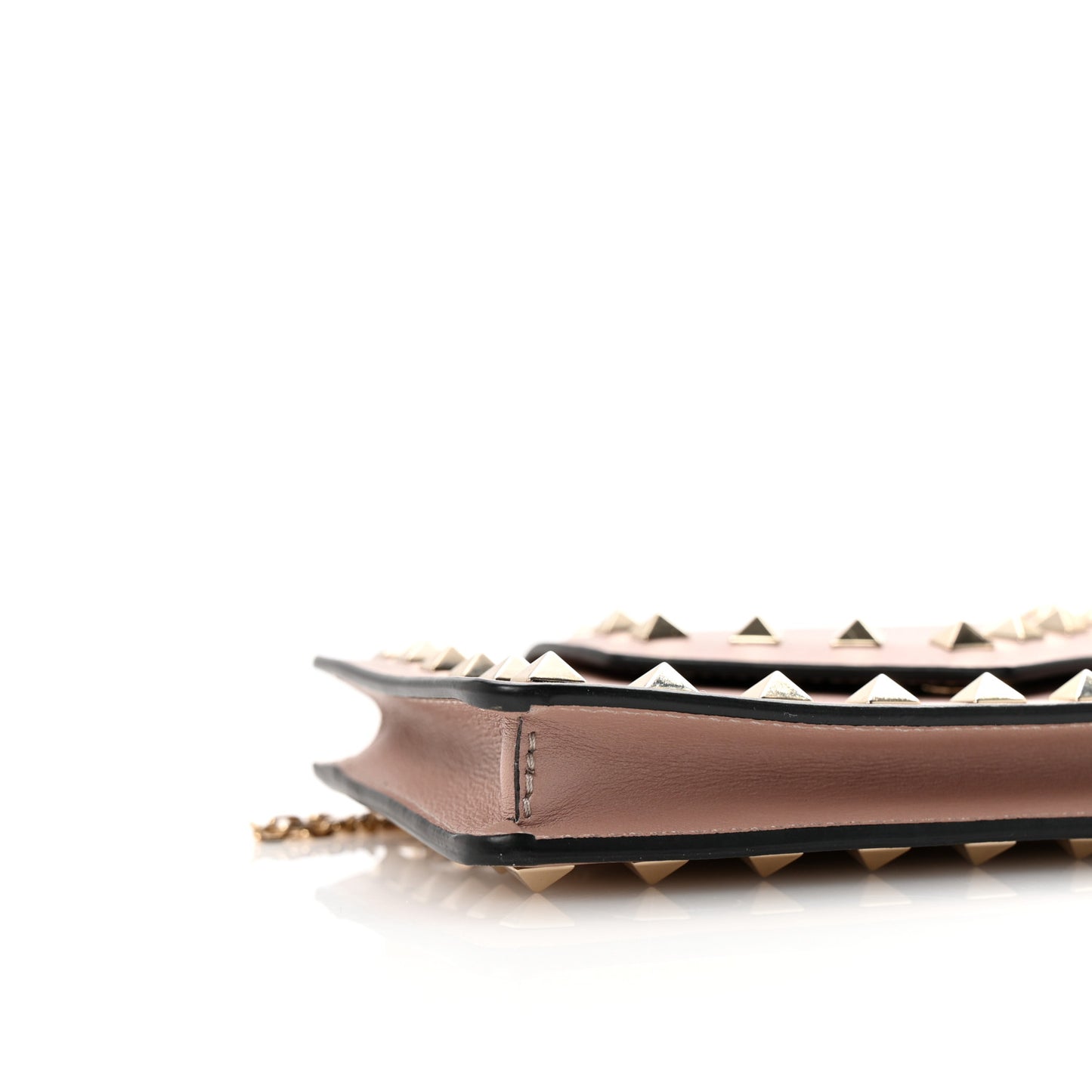 Calfskin Rockstud Phone Case With Chain Poudre