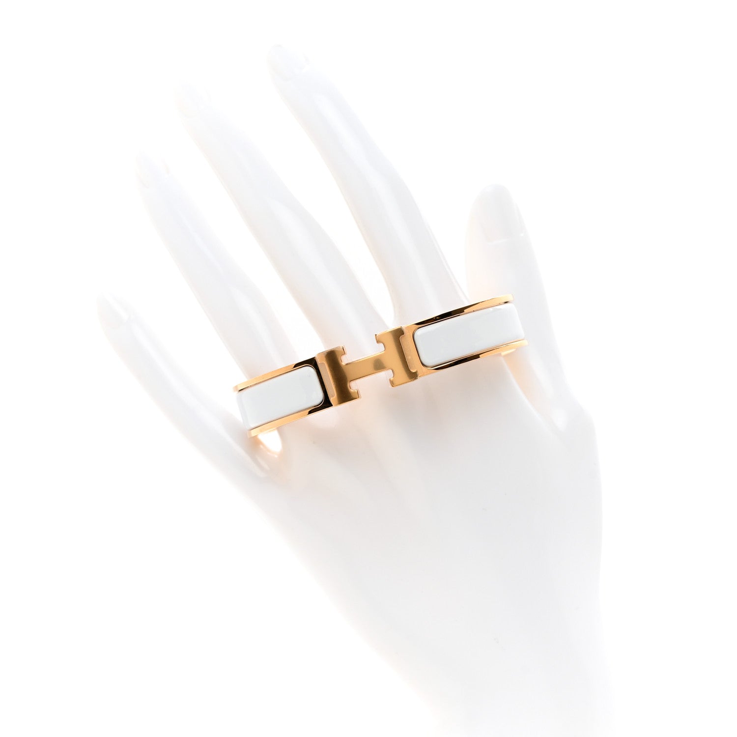 Hermes Enamel Narrow Clic Clac H Bracelet GM White 2 of 5