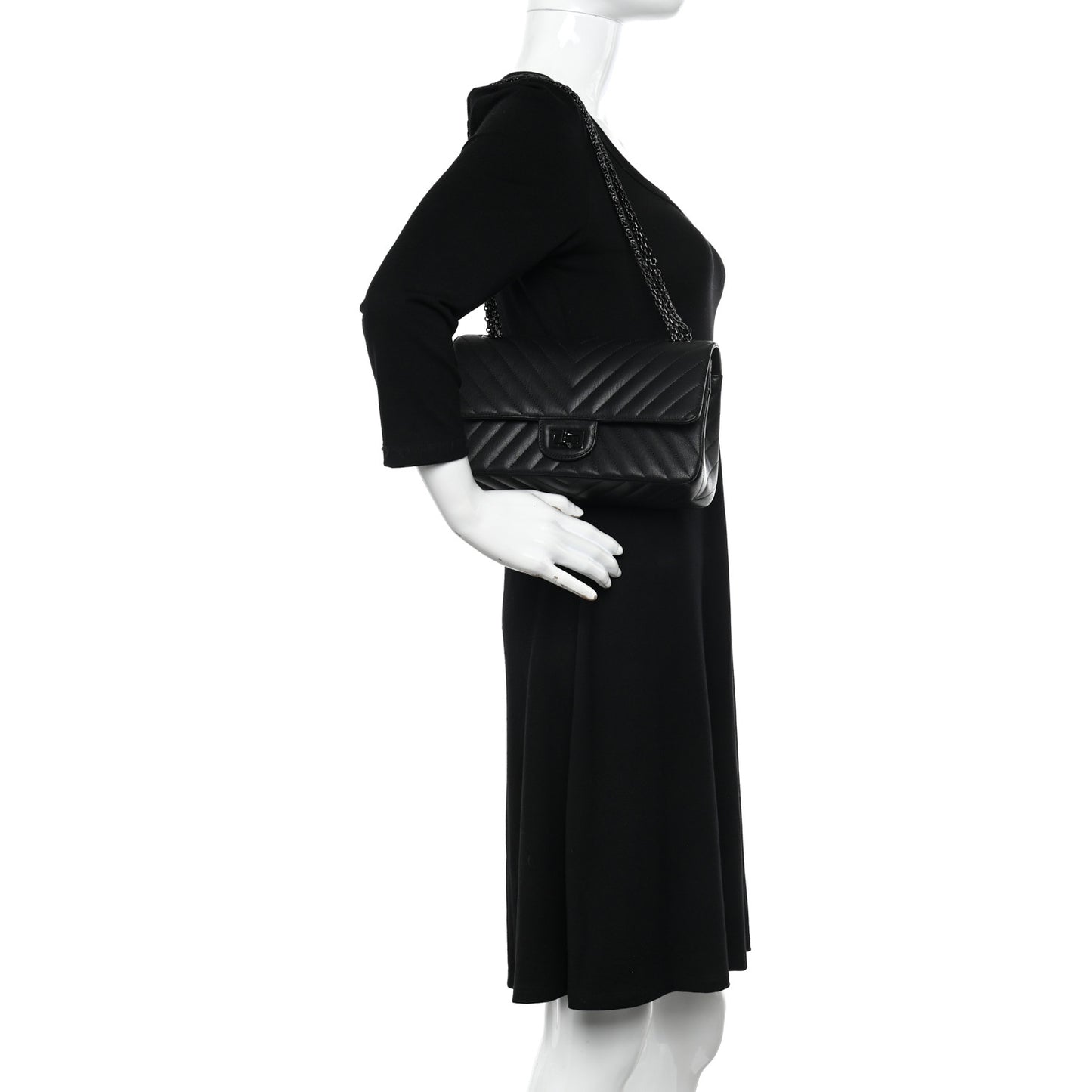 Sheepskin Chevron Quilted 2.55 Reissue 225 Double Flap So Black