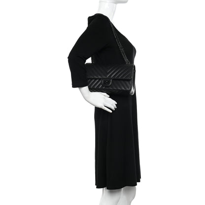 Chanel Sheepskin Chevron Quilted 2.55 Reissue 225 Double Flap So Black 2 of 13
