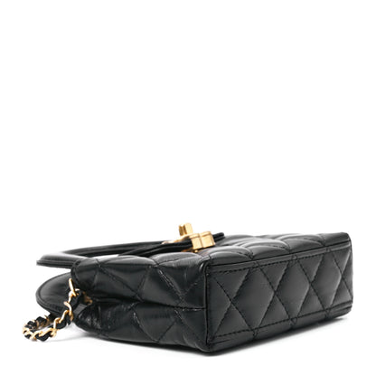 Chanel Shiny Aged Calfskin Quilted Mini Nano Kelly Shopper Black 4 of 12