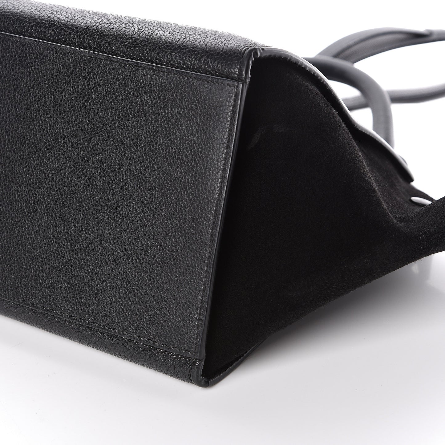 Drummed Calfskin Suede Small Trapeze Black