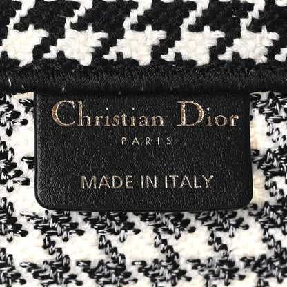 Christian Dior Canvas Houndstooth Embroidered Large Book Tote Black White 6 of 10