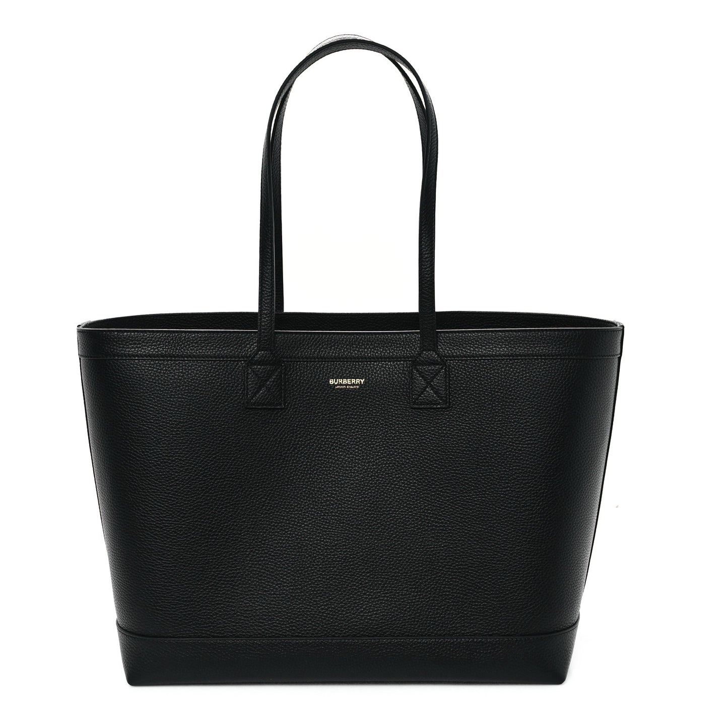 Grainy Calfskin Medium London Tote Bag Black