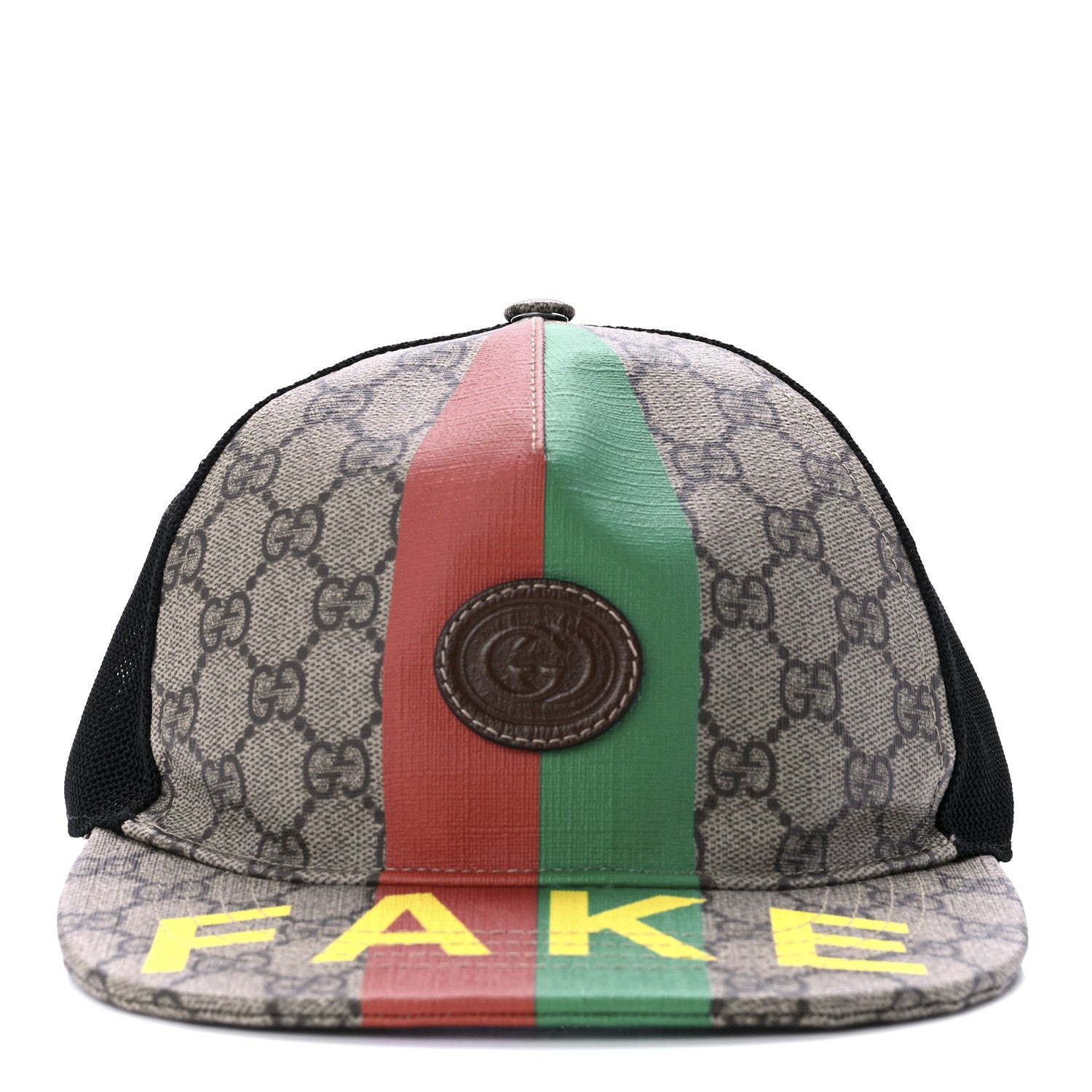 GUCCI グッチ FAKE NOT GGスプリーム キャップ Gucci GG Supreme Monogram Fake/Not Baseball Hat 59 Beige Black