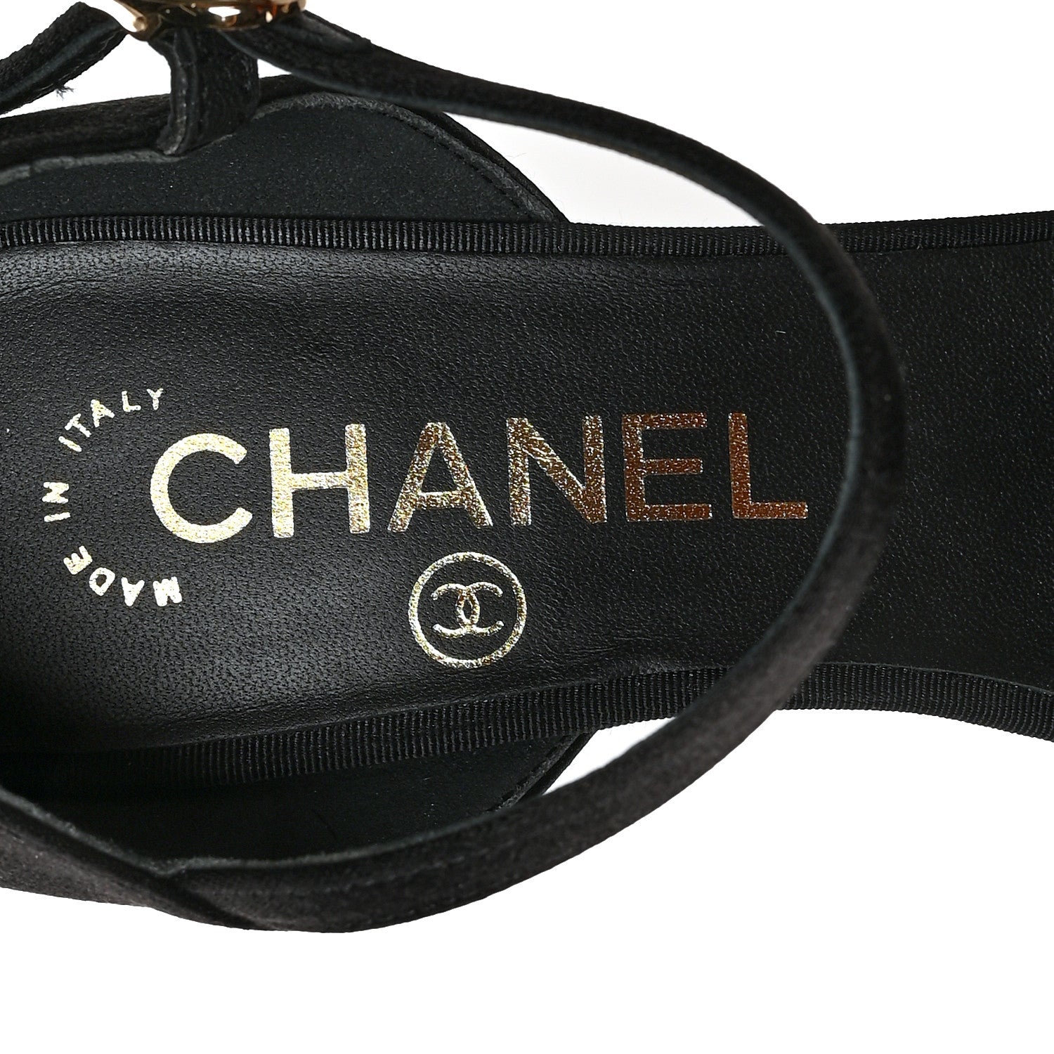 Chanel Suede Pearl Grosgrain Ankle Strap Pumps 36.5 Black 6 of 7