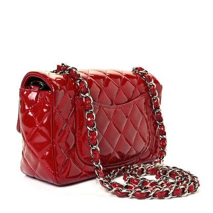 Chanel Patent Calfskin Quilted Mini Rectangular Flap Red 2 of 9