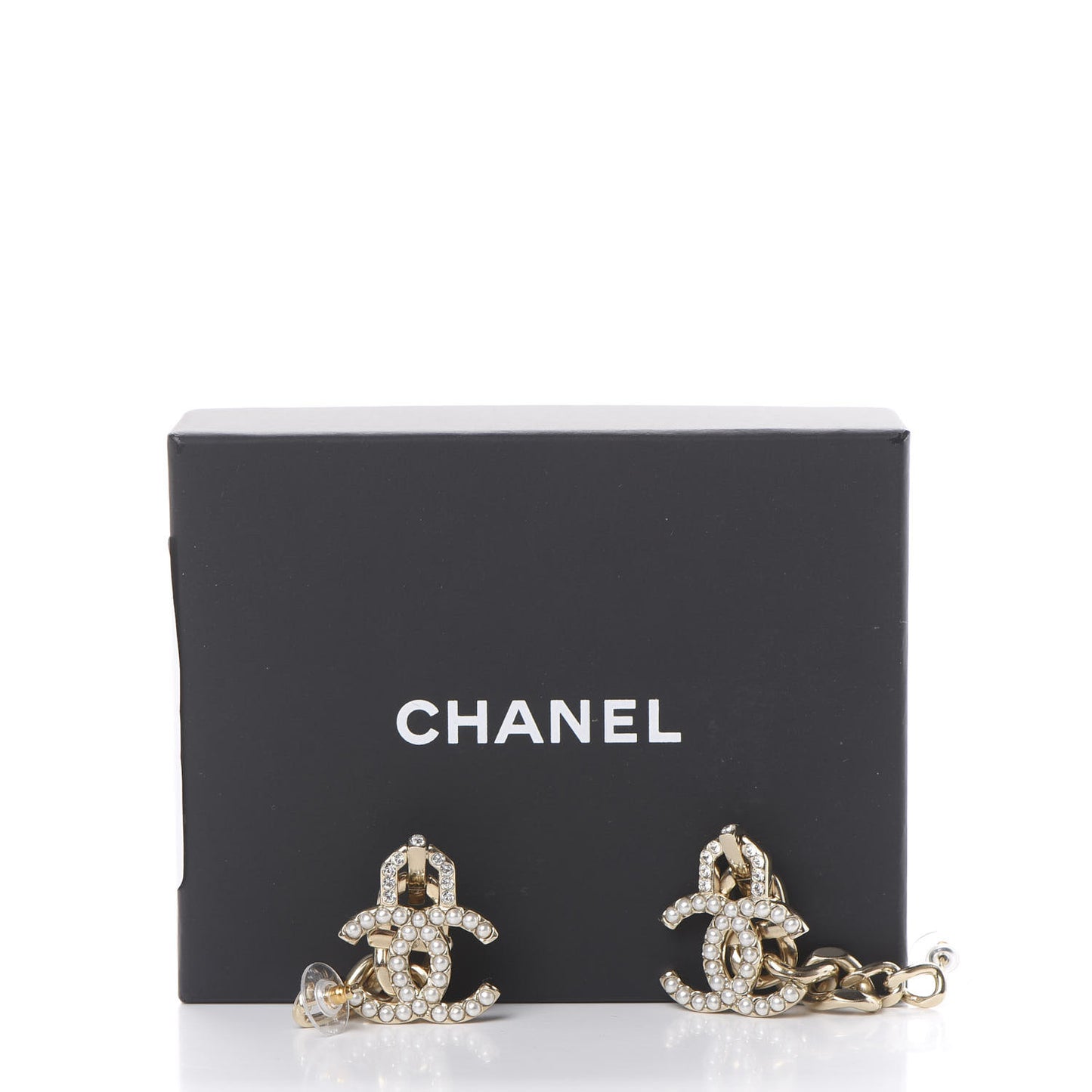 Metal Crystal CC Vendome CC Dangle Earrings Gold