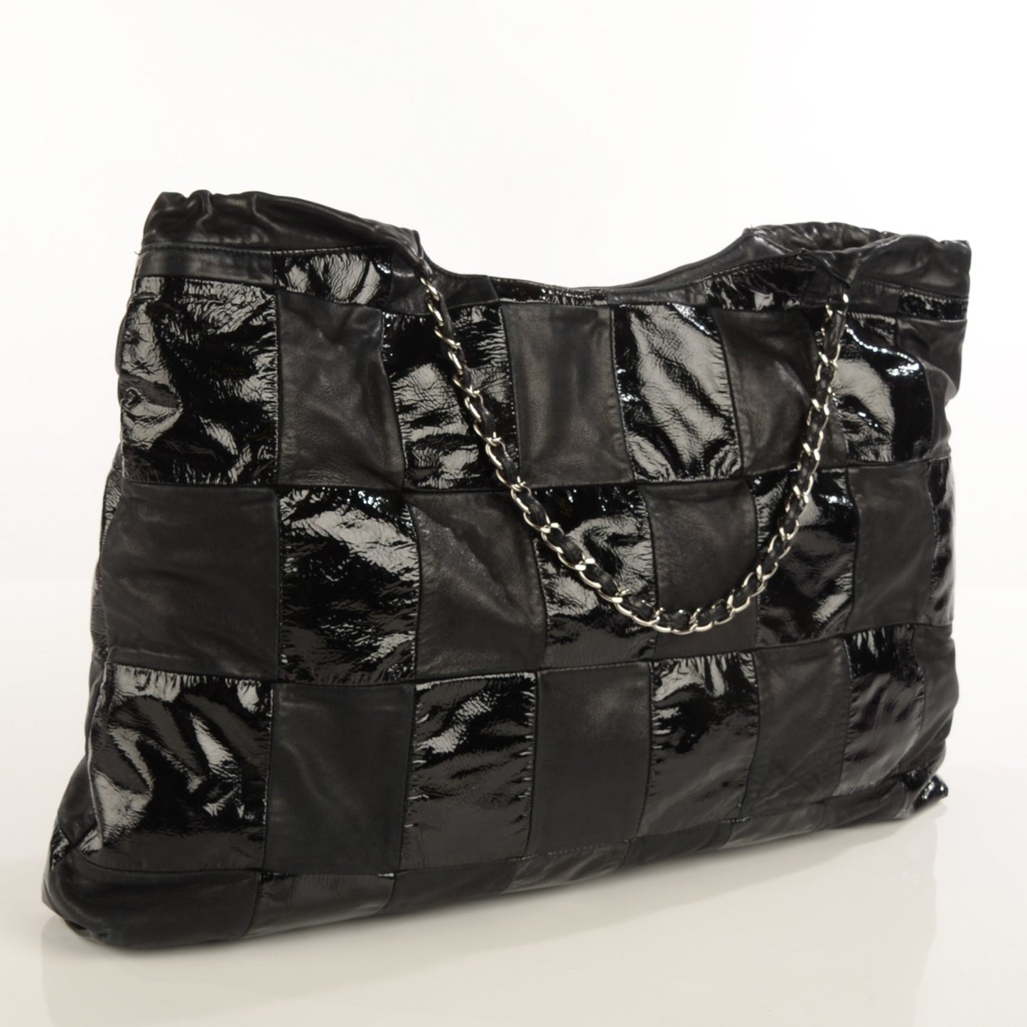 Patent Patchwork Large Brooklyn Tote Black