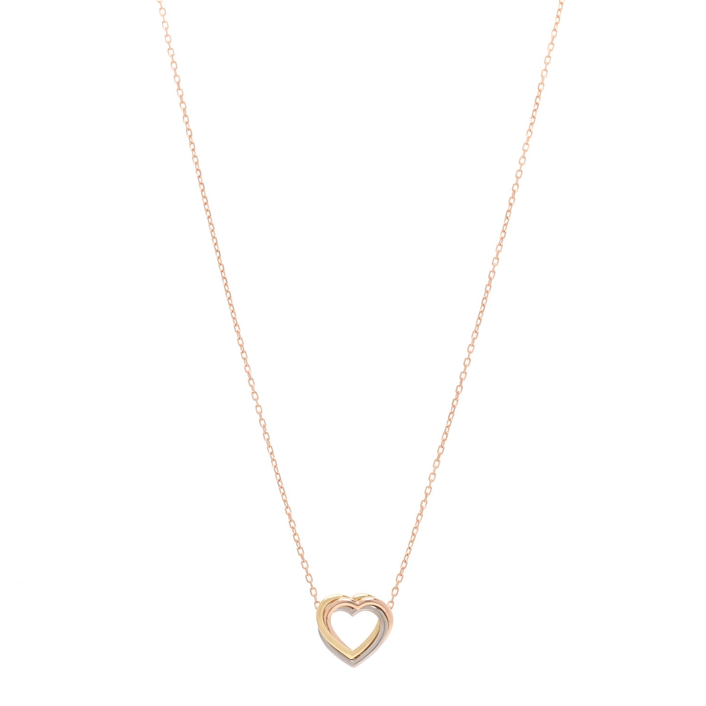 18K Pink Yellow White Gold Trinity Heart Necklace