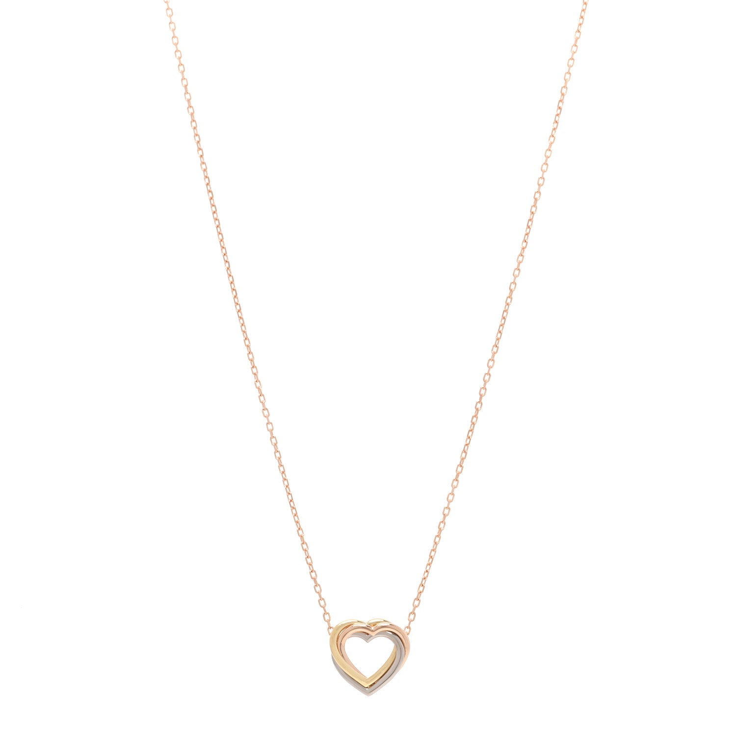Cartier 18K Pink Yellow White Gold Trinity Heart Necklace 1 of 5