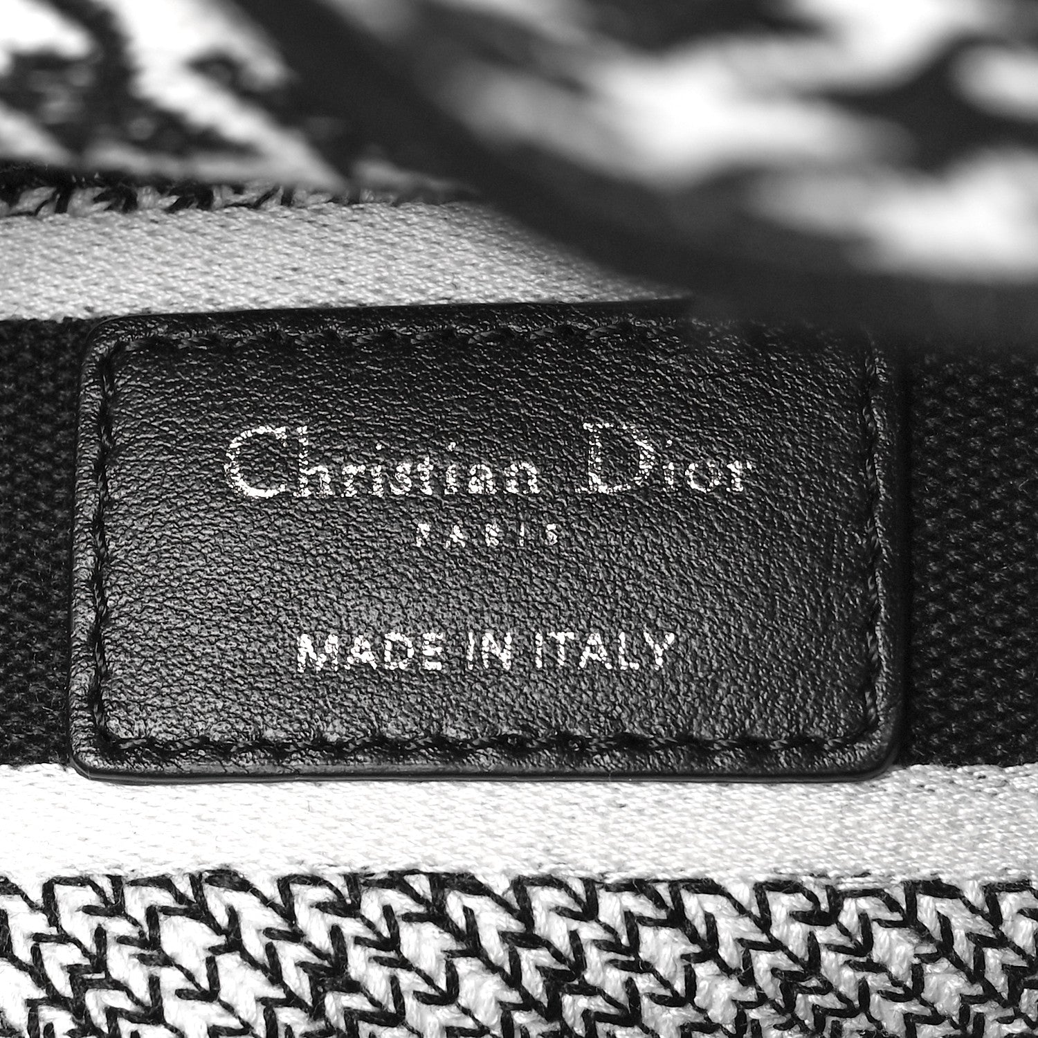 Christian Dior Canvas Houndstooth Embroidered Mini Lady D-Lite Black White 6 of 8