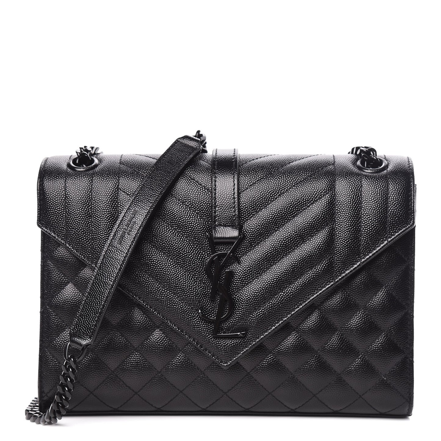 Grain De Poudre Textured Mixed Matelasse Triquilt Medium Monogram Satchel Black