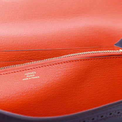 Hermes Swift Ghillies Kelly Longue Wallet Bordeaux Orange Poppy 6 of 9