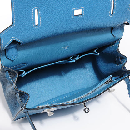 Hermes Taurillon Clemence Jypsiere 28 Blue Jean 5 of 17