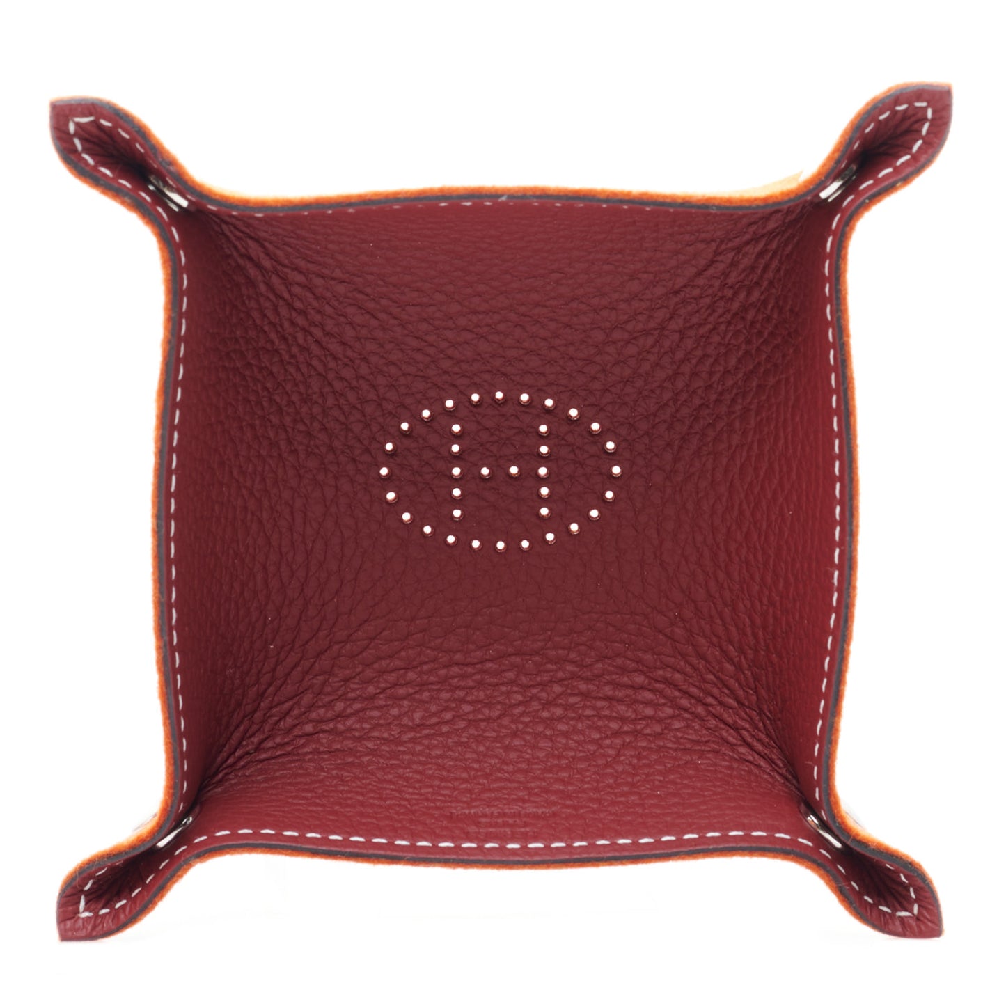 Taurillon Clemence Felt Bridge Mises et Relances Change Tray Orange Rouge H