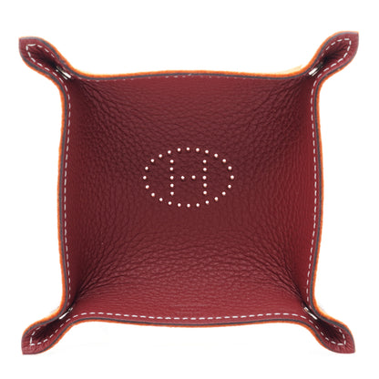 Hermes Taurillon Clemence Felt Bridge Mises et Relances Change Tray Orange Rouge H 2 of 9